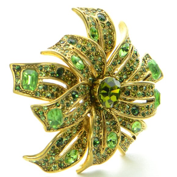 Vintage Kenneth Jay Lane KJL Crystal Flower Pin Brooch - Picture 2 of 6